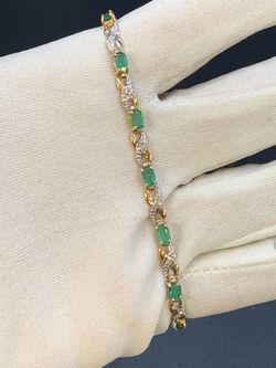 7" Gold Emerald bracelet #34047
