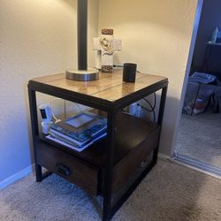 Rustic industrial Accent Table With Drawer