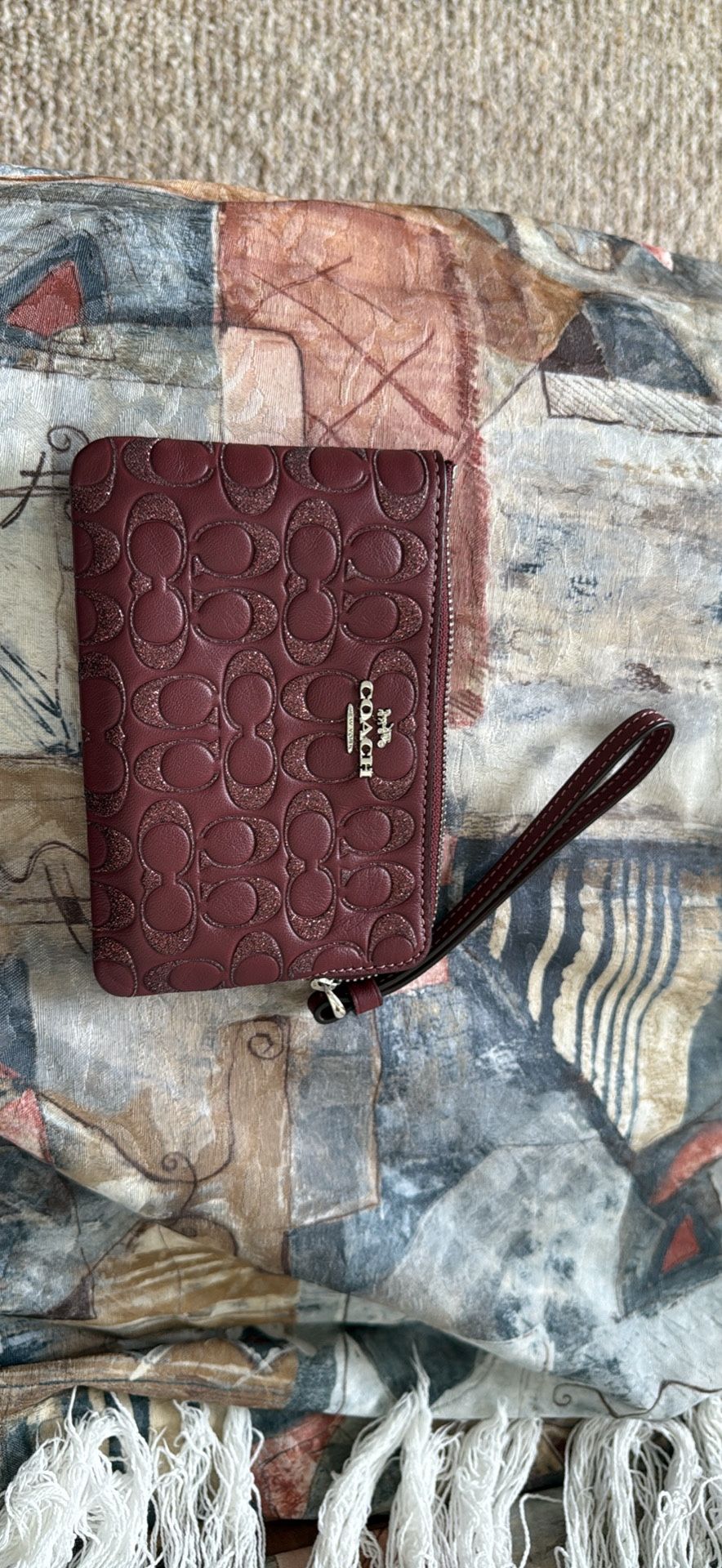 Coach Authentic Burgundy Wristlet