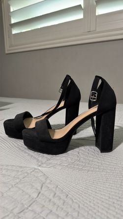 Black Platform Block Heel Sandals