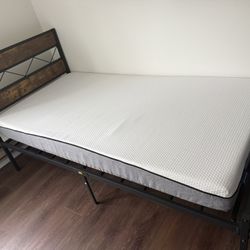 Twin Size Bed With A Memory Foam Mattress 