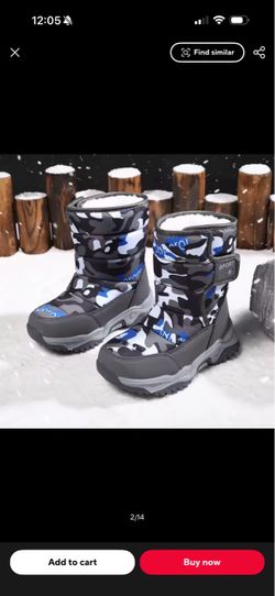 Kids Camo Snow Boots with Fleece Lining