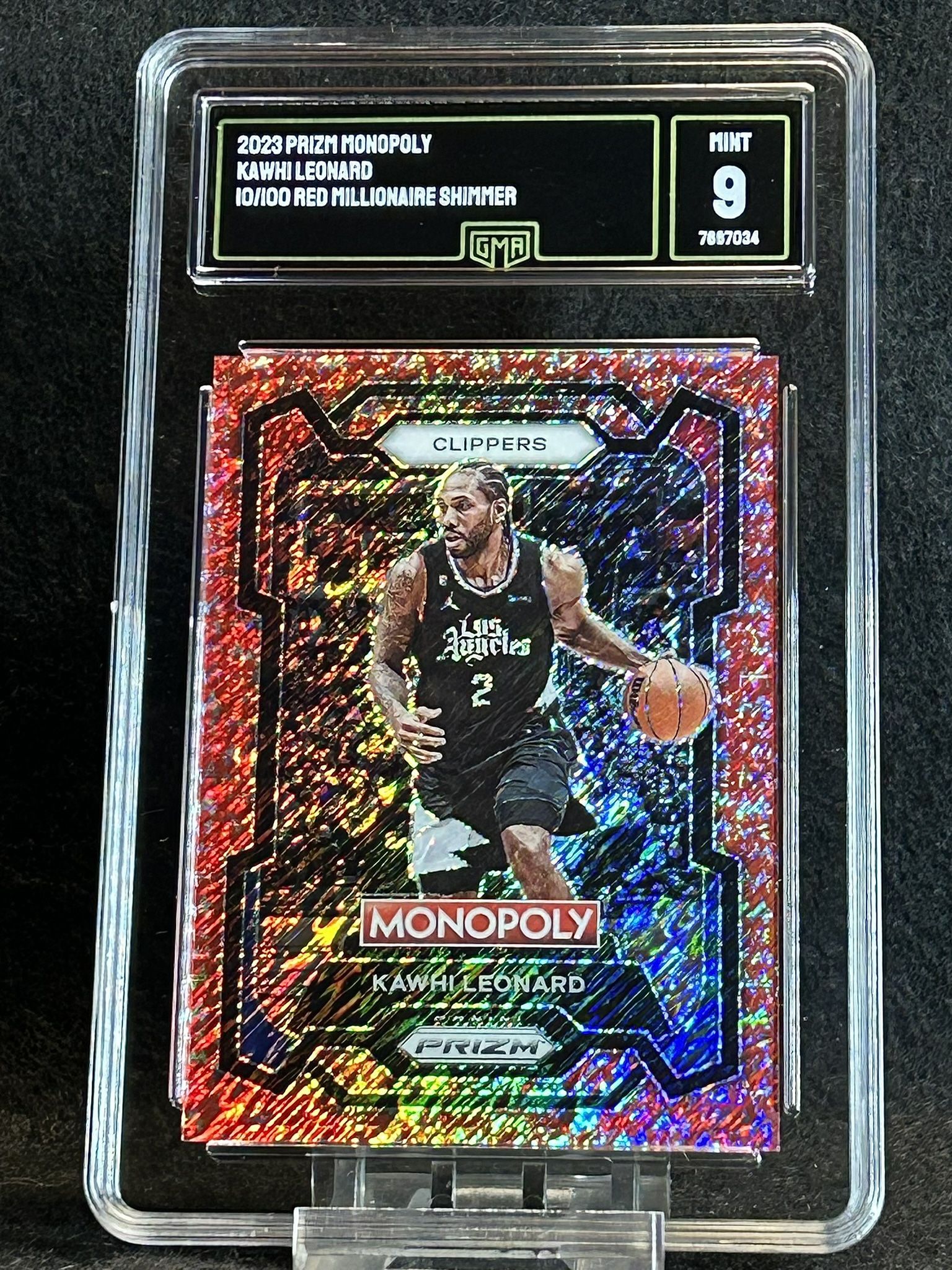 2023 Prizm Monopoly 💥 Kawhi Leonard 💥 Red Millionaire Shimmer 10/100 GMA 9 Mint 💎 - Los Angeles Clippers