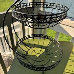 2-Tiered Black Metal Fruit Basket