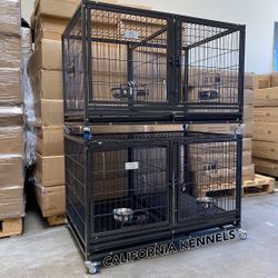 Brand New 43” Dog Kennels 2-Cages With 4-Banks All Have Removable Dividers,Trays, Wheels🐶perfect For Groomer Or Breeder👍🏻