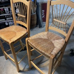 Pair Of Rush Bar Stools