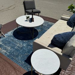 Velvet Sofa, Accent Chairs, Accent Tables, Rug