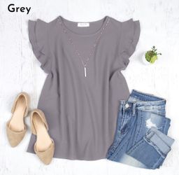 Ruffled Sleeve Woven Top