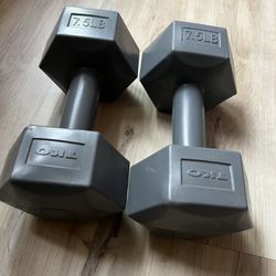 Set of Two 7.5 Pound Hexagon Dumbbells & 10 lb Kettlebell