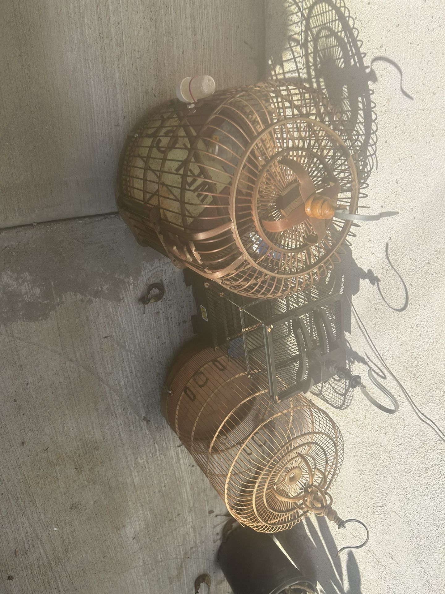 Three Wooden Bird Cages