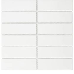 4 Boxes - 6” x 2” Straight Edge Porcelain Grid Mosaic Sheet Tile