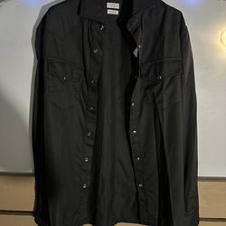 Brunello Cucinelli Twill Black Button Down Shirt  Size Medium 