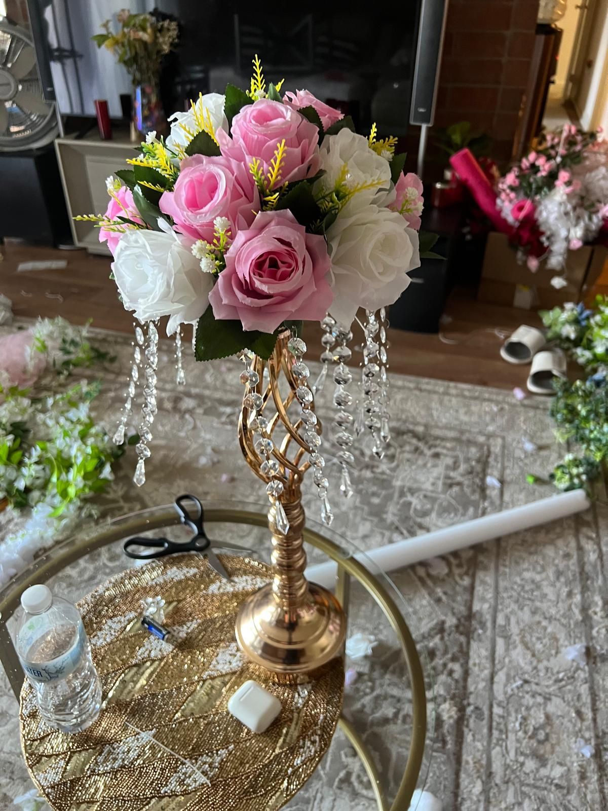 24 Centrepieces Used Once + Back Drop