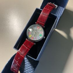 Women’s Rhinestone & Swarovski Crystal Leather Strap Watch