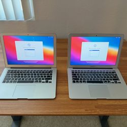 (2) Apple MacBook Air 13” Laptops Tested/Reset + Chargers