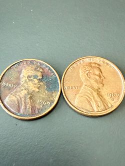 2 of the 1969 s Lincoln pennies
