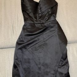 Black Corset Slit Silk Prom Dress 