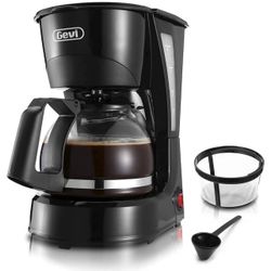 Gevi 4 Cups Small Coffee Maker, Compact Coffee Machine with Reusable Filter, Warming Plate and Coffee Pot for Home and Office