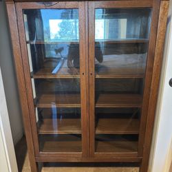 Antique Wood Cabinet Display Shelves 