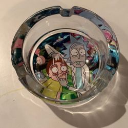 Handmade Hot Rick and Morty Glass Ashtray Three Cigarette Ash Holder