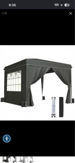 Outsunny 10 x 10 ft Pop Up Canopy Tent with Sidewalls, UPF50+ Outdoor Portable Instant Canopy Shelter with Carry Bag, Black