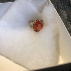 25 Zinc Ring Orange And Diamond Stones 