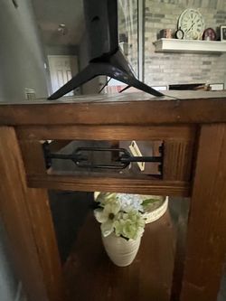 Wood Console Table with black Metal  accents
