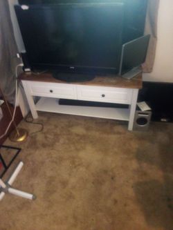 Solid oak TV stand entertainment center with drawers