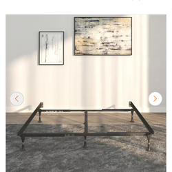 Atlas-Lock - Black Adjustable Metal Bed Frame w/ Glides - Twin / Full - 4 Leg