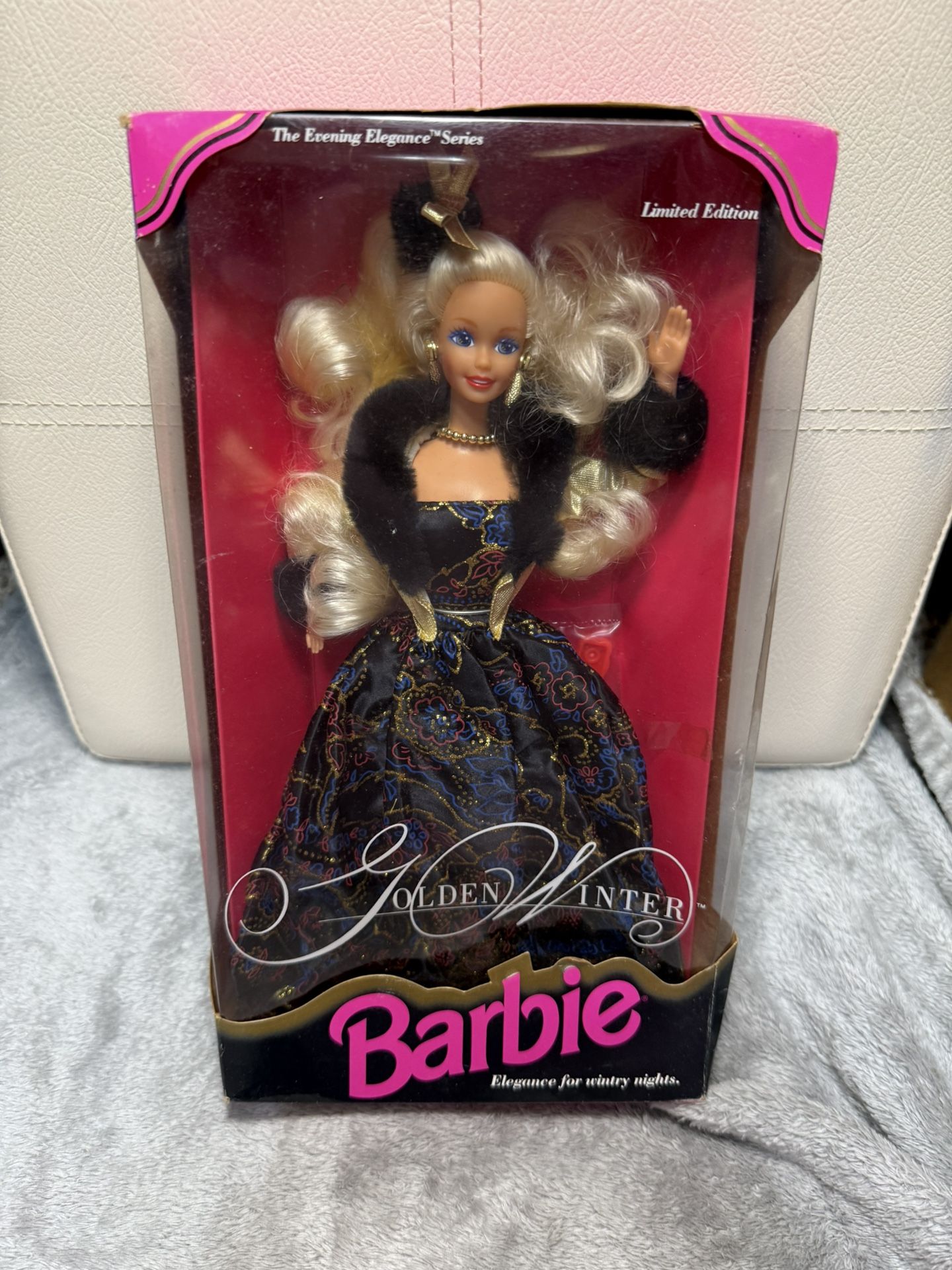 Vintage Limited Edition Golden Winter Barbie Elegance for wintry nights Never taken out of the box -box is in mint condition