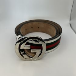 Gucci Silver Interlocking g Belt 