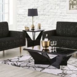 Brand New Black Modern Style Sofa & Loveseat 