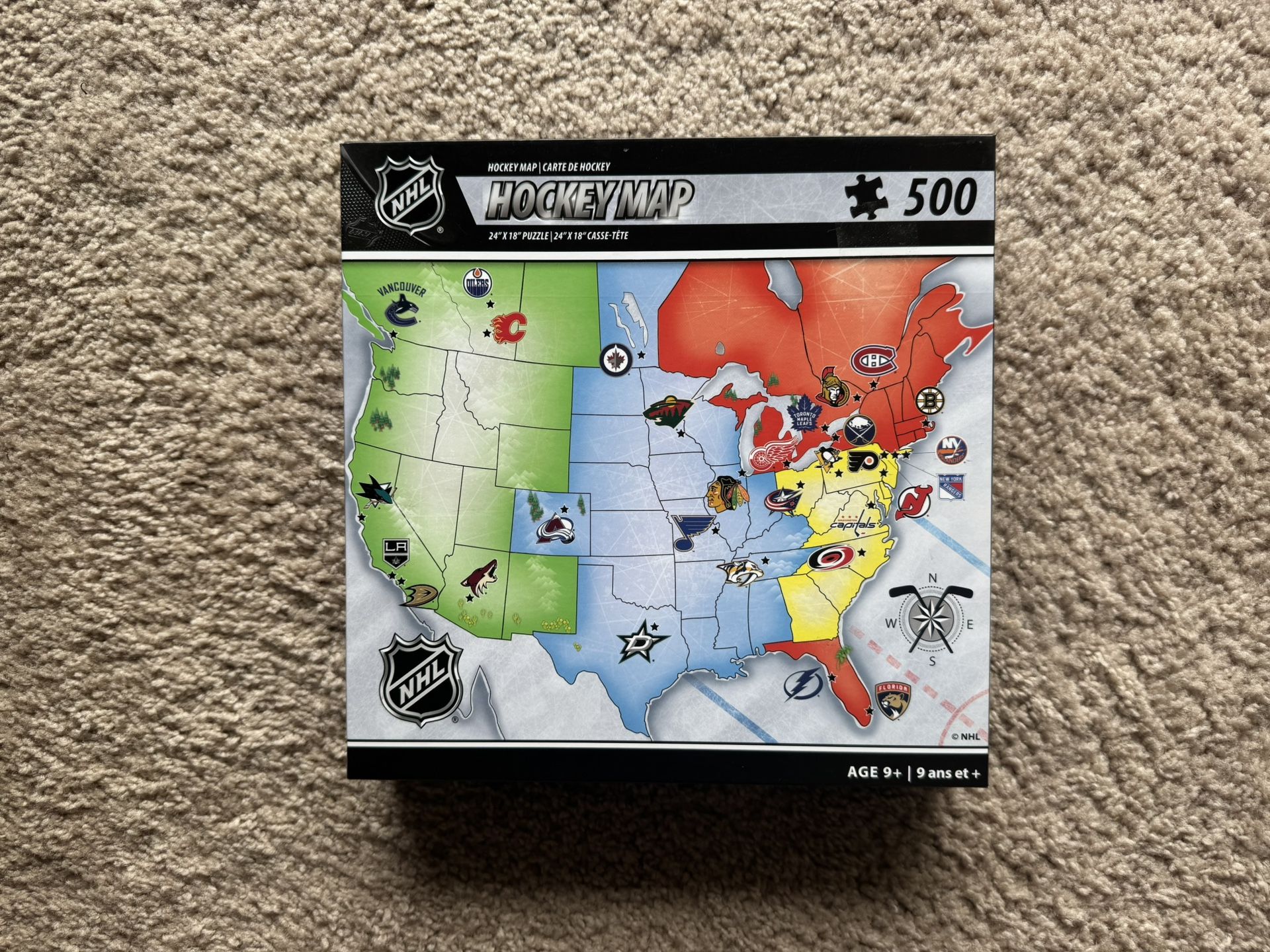 NHL League Hockey Map - 500 Piece Jigsaw Puzzle by MasterPieces