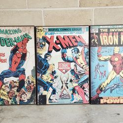 Wooden marvel comics spiderman x-man iron man games room wall decor

