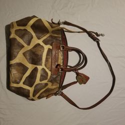 Dooney & Bourke Giraffe Print Leather Satchel Crossbody Purse
