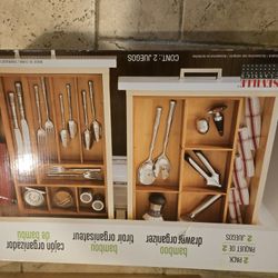 Brand new Sealed 2 pack Bamboo Drawer Organizer 