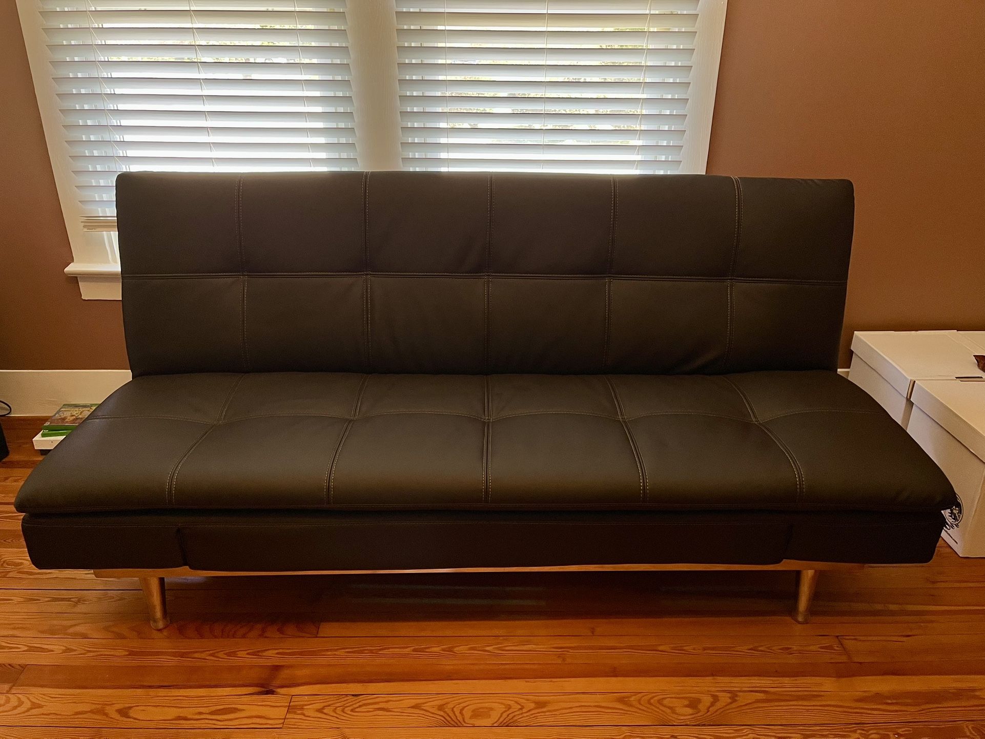 Dark Brown Leather Futon