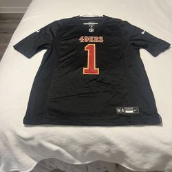 Men’s large black custom Faithful 1 49ers jersey. 