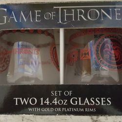 Game Of Thrones 2 Platinum Rimmed Glasses 14 oz.