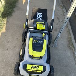 RYOBI 40V HP Brushless Whisper Series 21. in Walk Behind Self-Propelled All Wheel Drive Mower - (1)6.0 Ah Batteries & Charger