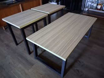 White oak color coffee table and side tables