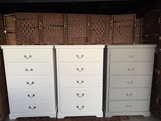 5-Drawer Dressers (white refinished) gray original color each $77