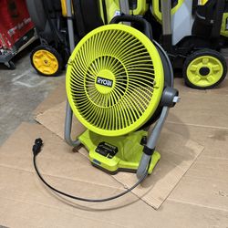 RYOBI ONE+ 18V Cordless Hybrid WHISPER SERIES 12 in. Misting Air Cannon Fan (Tool Only)