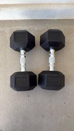 30lbs Rubber Hex Dumbbells X 2