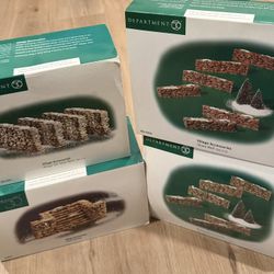 Dept. 56 Village Access. 2- Stone wall Sets (set of 6) 1 Tall Stone wall (set of 4) 1 Stone Stairway