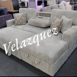 ✅️✅️2-Piece Convertible Sectional
Sleeper Sofa W/Fold-Down Table & Chaise Storage✅️✅️