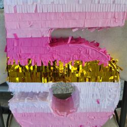 New number 5 pink and gold pinata
