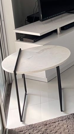 New White Marble End Table, Size : 22D x 19 H. Was $200 