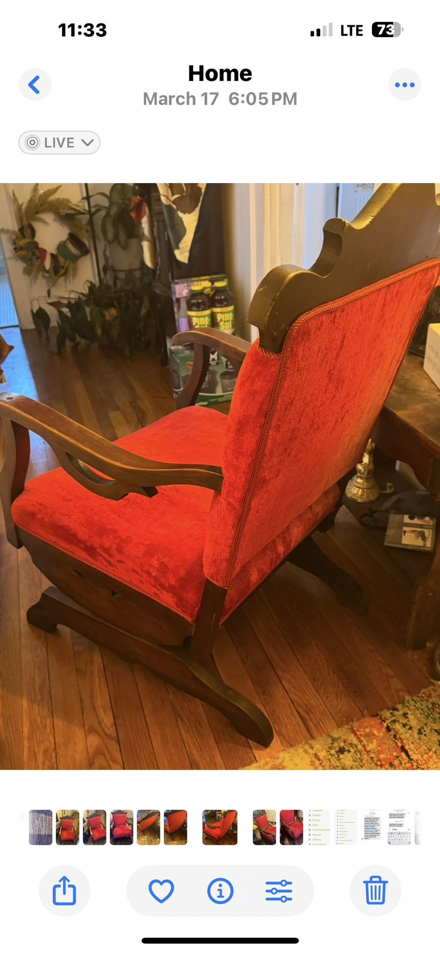 Red Velvet Rocker Chair