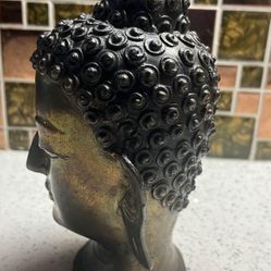 Vintage Brass Buddha Head Statue 8.5”x6”